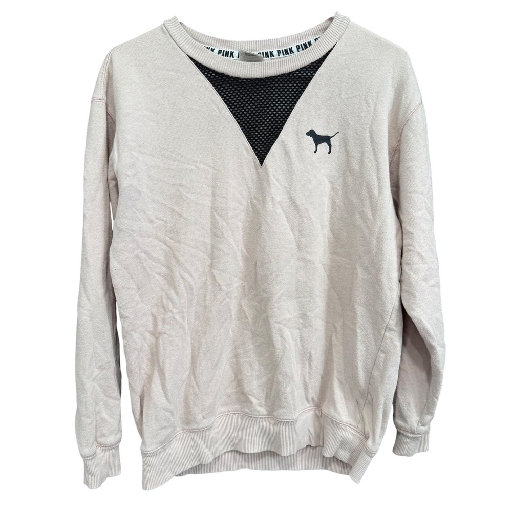 PINK Victoria's‎ Secret Pullover Sweatshirt XS Black Mesh Detail